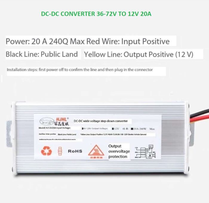 DC-DC Converter Electronic Transformer Buck Converter for Electric Bike 36-72V to 12V 20A - Image 4