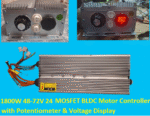 1800W 48-72V 24 MOSFET BLDC Motor Controller with Potentiometer & Voltage Display