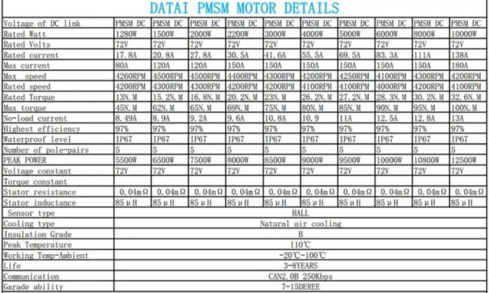 10KW DATAI PMSM DC Brushless Electric Car Six Phase Conversion Axle Kit - Image 12