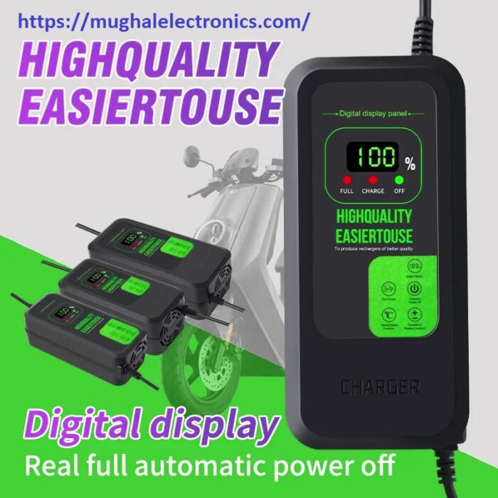 60V 3A 74V Smart E-Bike Lead Acid Dry & Wet Gel Battery Charger with LCD Display - Image 1