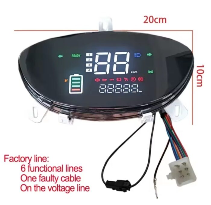 48-72V Smart Digital LCD Speedometer with 6-Pin Interface for Electric Motorcycles - Image 4