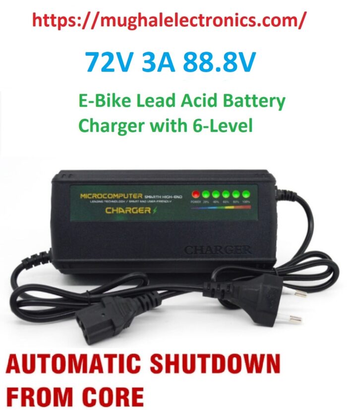 72V 3A 88.8V E-Bike Lead Acid Battery Charger with 6-Level Charge Indicator - Image 1