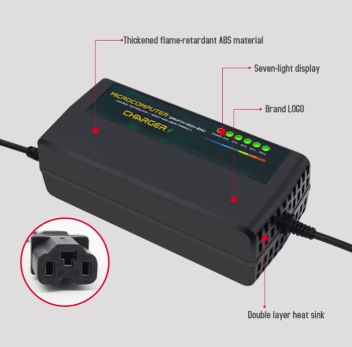 72V 3A 88.8V E-Bike Lead Acid Battery Charger with 6-Level Charge Indicator - Image 3