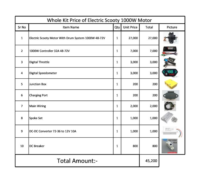 Electric Scooty Hub/Spoke Motor Controller Throttle Set Whole Kit 1000W 48-72V - Image 1