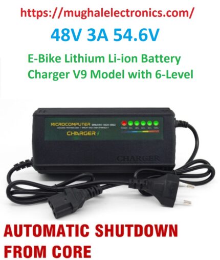 48V 3A 54.6V E-Bike Lithium Li-Ion Battery Charger with 6-Level Charge Indicator