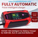 12V/24V 10A Intelligent Car Battery Charger for AGM GEL SLA & Lead-Acid Batteries