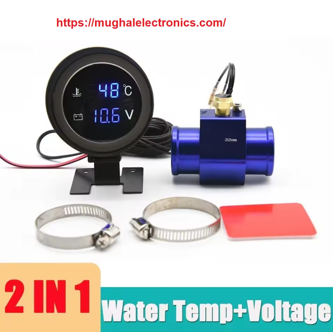 1 2 in 1 Water Temperature Gauge 28mm Digital LED Meter 12V/24V Universal - Image 1