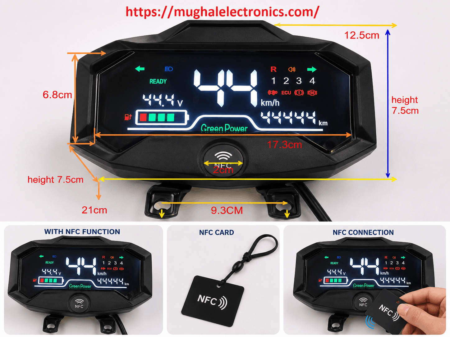 1 Universal LCD Digital Speedometer with NFC for Electric Bike Scooter & E-Rickshaw 48V/60V/72V - Image 1