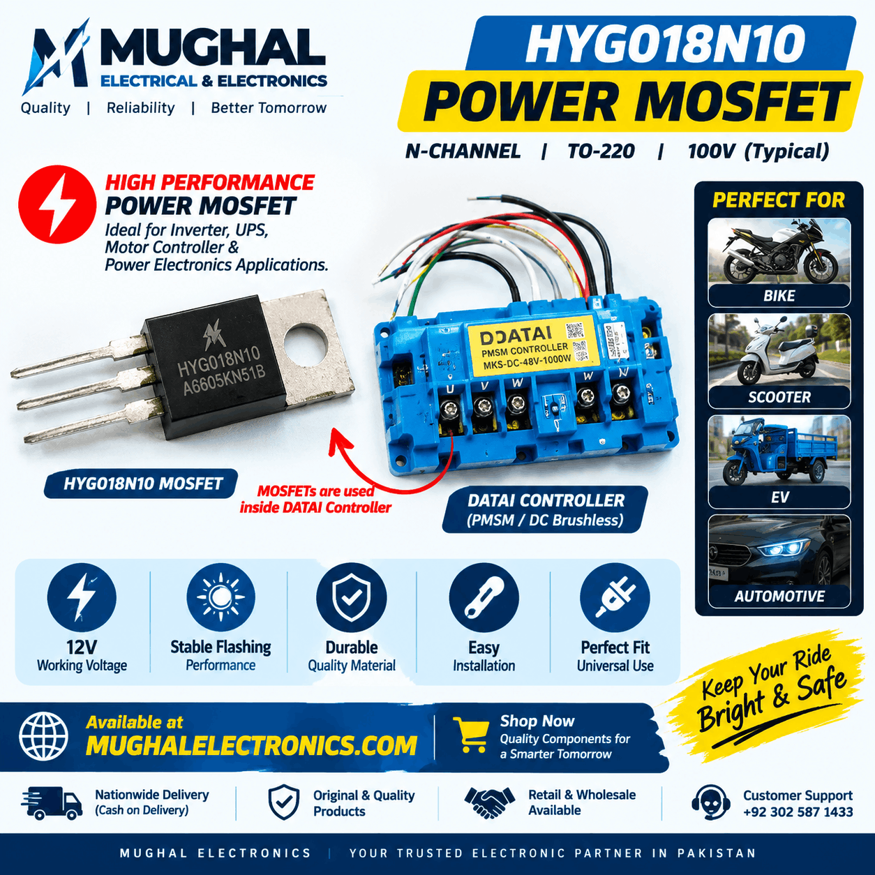 MAIN HYG018N10 100V N-Channel Power MOSFET for DATAI & EV Motor Controllers - Image 1